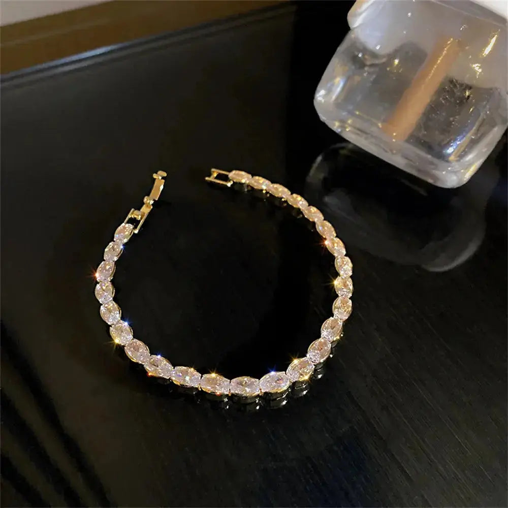 Stainless Steel Tennis Bracelets For Women Adjustable AAA Cubic Zirconia Crystal Choker Bead Chain Pendant Necklace Fine Jewelry Smart_Life_Tech