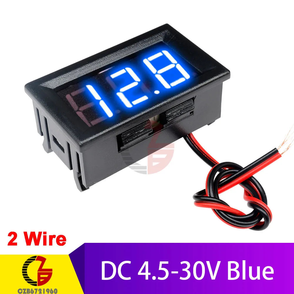 2 3 Wires 0.56" LED Digital Voltmeter Voltage Meter Car Motorcycle Volt Tester Detector DC 12V Capacity Monitor Red Green Blue