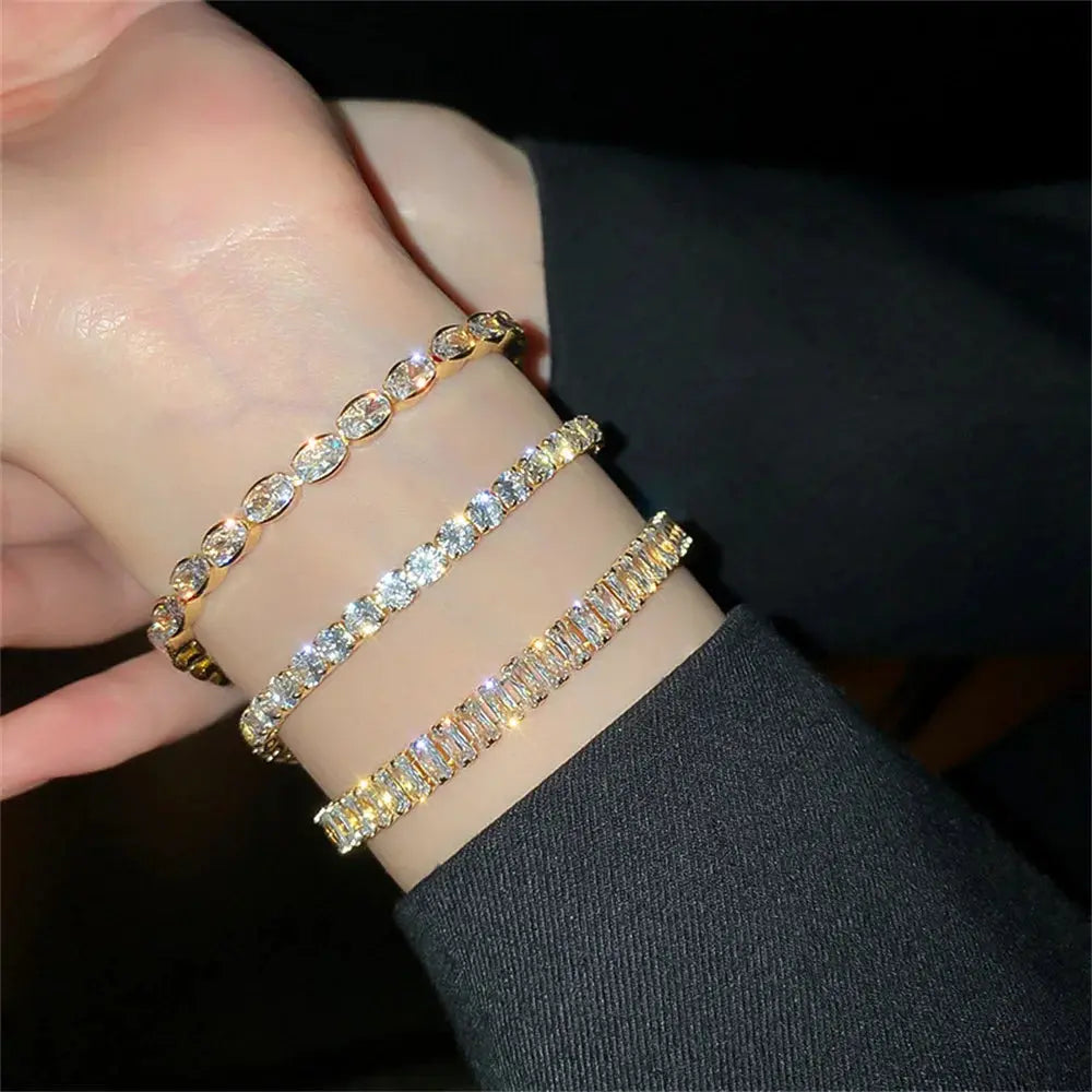Stainless Steel Tennis Bracelets For Women Adjustable AAA Cubic Zirconia Crystal Choker Bead Chain Pendant Necklace Fine Jewelry Smart_Life_Tech