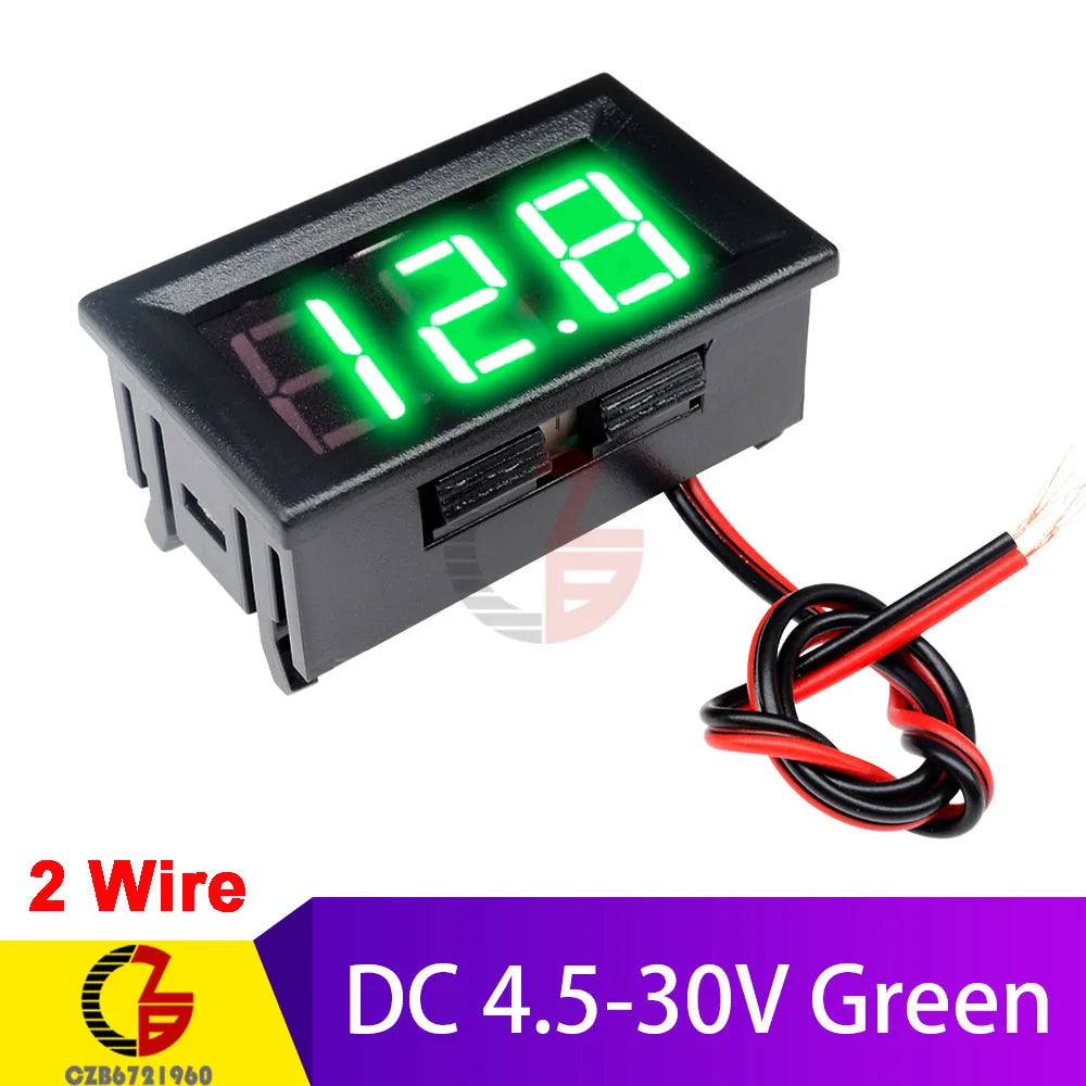 2 3 Wires 0.56" LED Digital Voltmeter Voltage Meter Car Motorcycle Volt Tester Detector DC 12V Capacity Monitor Red Green Blue