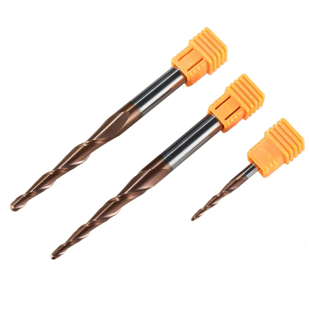 HRC62 Solid Carbide Ball Nose Tapered End Mills Carving Bit Engraving Router Bits Taper Wood Metal Milling Cutters Endmill