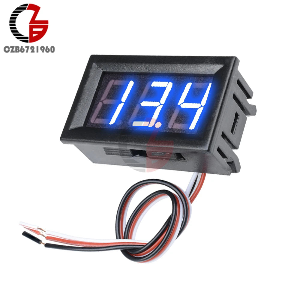 2 3 Wires 0.56" LED Digital Voltmeter Voltage Meter Car Motorcycle Volt Tester Detector DC 12V Capacity Monitor Red Green Blue