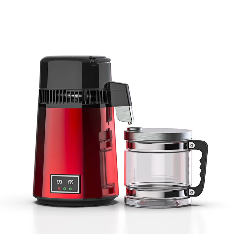 Water Distiller W/ Glass Container;750W,1.1Gal/4L Capacity;Distill Water up to 0.26Gal/1L per Hour and About 6Gal/23L per Day(Du