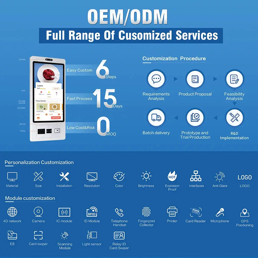 TouchWo 15.6 21.5 23.8 Inch Wall Mount Touch Screen AIO Computer Touchscreen Self Service Checkout Ordering Ticket Payment Kiosk Smart_Life_Tech