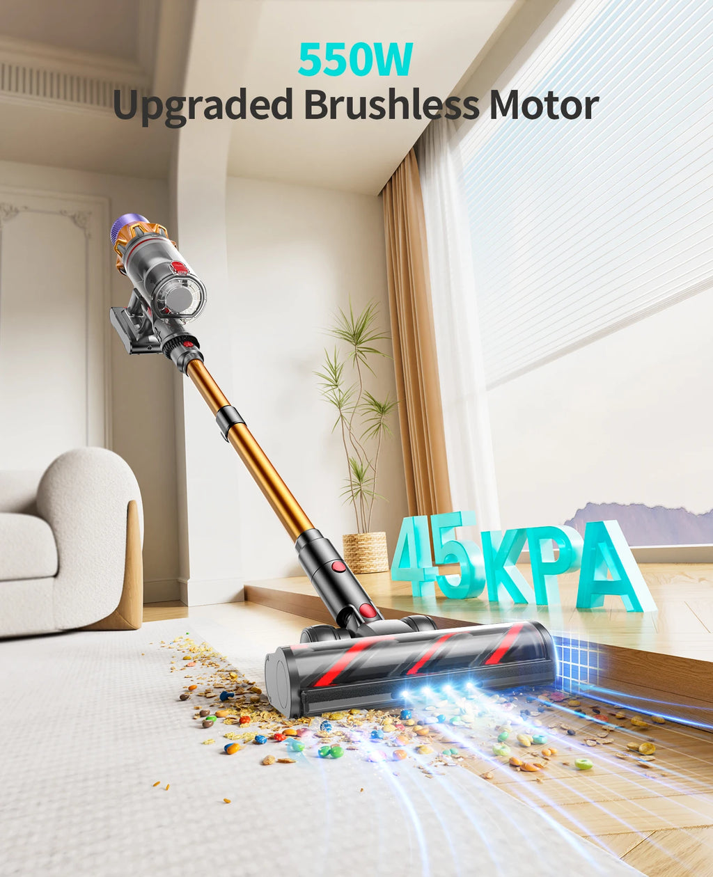 Honiture X7 Vacuum Cleaner Cordless Handheld 48KPA Strong suction 550W Motor Smart Home Cleaning Vacuum Cleaner LED Touch Screen