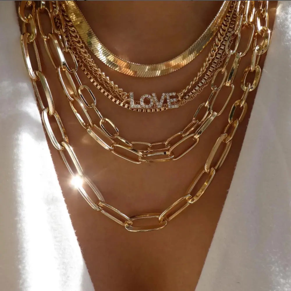 Vintage New Gold Color Multiple Styles Necklace For Women Boho Trendy Multi-Layer Crystal Pendant Necklaces Set Jewelry Gifts Smart_Life_Tech