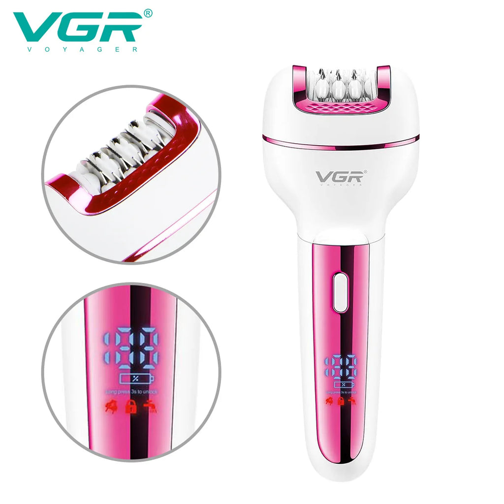 VGR 732 Original 3in1 Epilator Women Electric Shaver For Face Body Rechargeable Lady Trimmer Hair Removal Bikini Underarms Legs