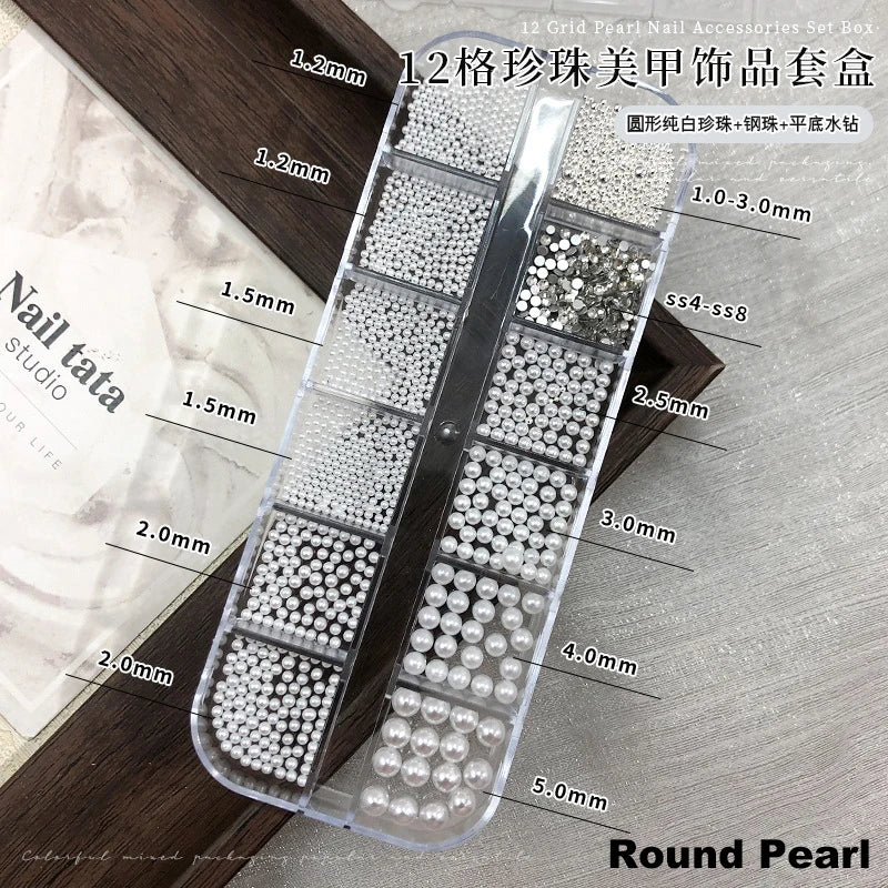 Ribbon Pearl Ball Nail Art Accessories Decorations Tools