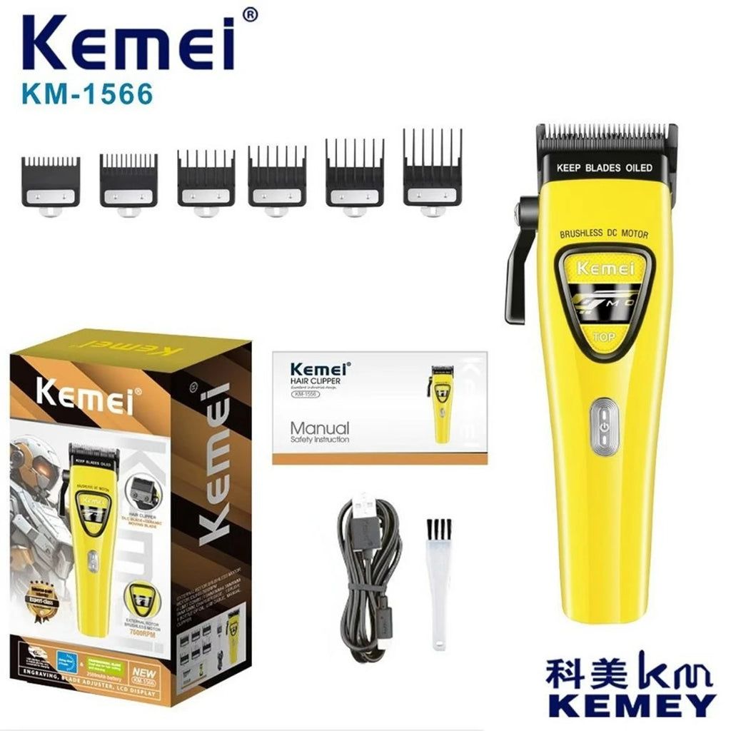 Kemei Hair Trimmers Professional Hair Clippers External Rotor Brushless Motor Hair Trimmers Adjustable Trimmer for Men KM-1566
