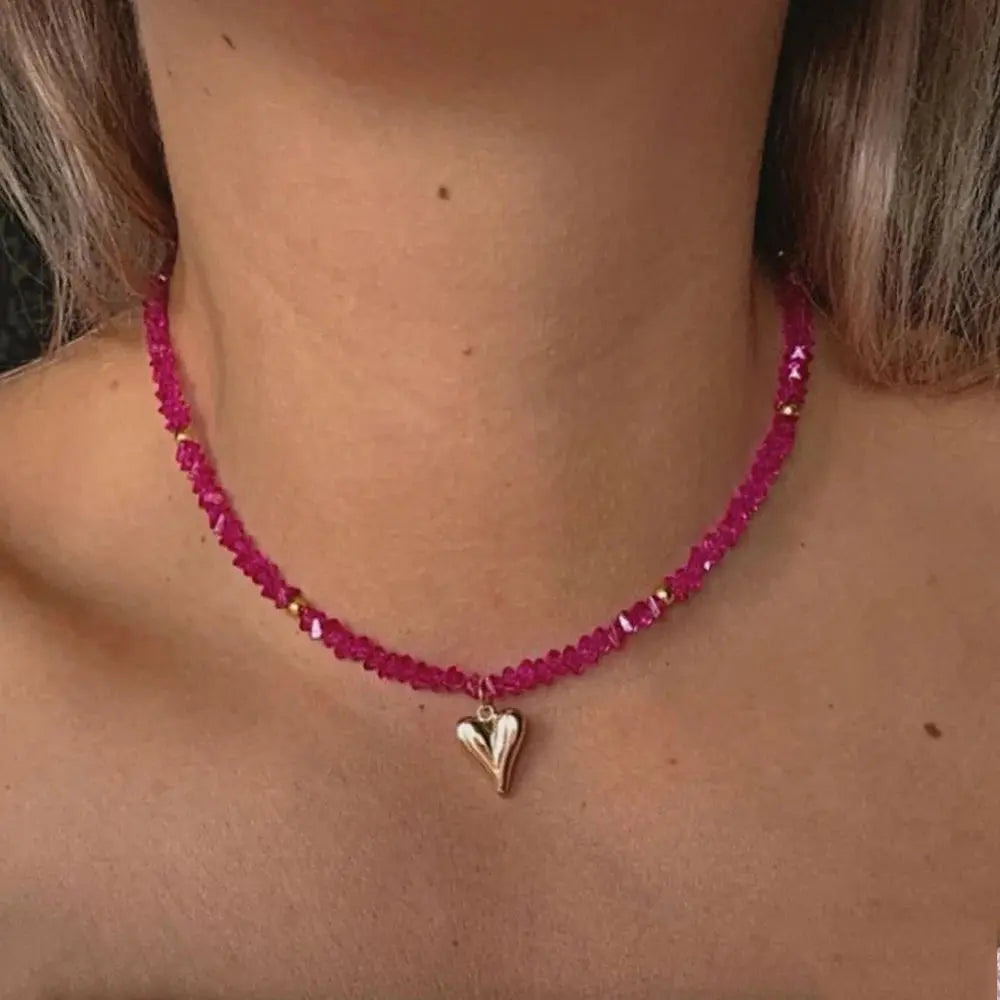 Vintage Zircon Crystal Heart Pendant Geometric Baroque Transparent Crystal Chain Necklace for Women Choker Party Jewelry N478 Smart_Life_Tech