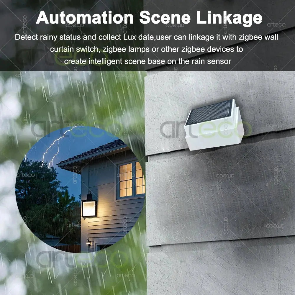 Zigbee Rain Sensor With Brightness Lux Detector Water Leak Rainfall Detection Sensor For Tuya Smart Life Home Assistant Z2MQTT Smart_Life_Tech