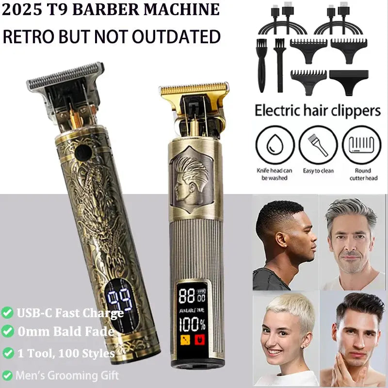 New！T9 Electric Hair Trimmer/Accessories | USB Professional Shaver | 0mm Bald Fade Cutting Machine Portable for Men Home Haircut Smart_Life_Tech