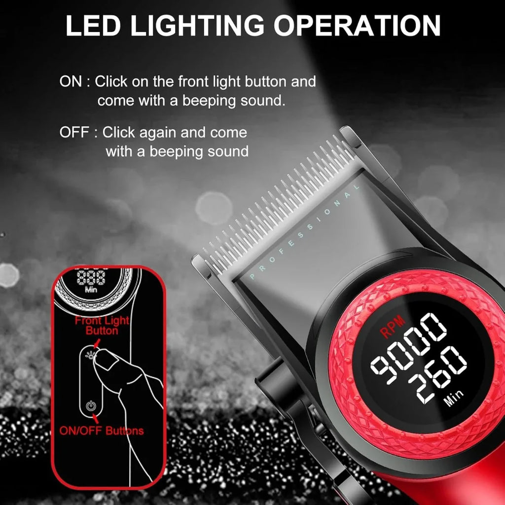 VGR 9000RPM Hair Clipper Professional Hair Trimmer Haircut Machine LED Display Adjustable Barber Hair Clipper for Men V-001 977