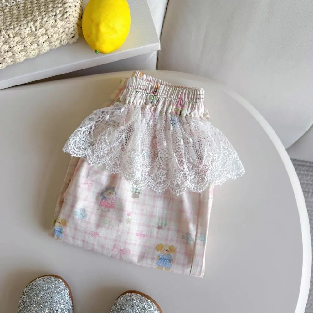 Korean Version New 2026 Summer  Children's and Girl's Clothing 2-7 Years Old  Fashion Versatile Lace Pants