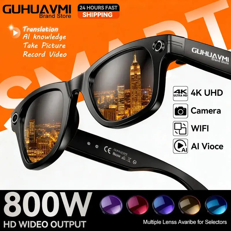 AI Smart Glasses 800W Anti Shake HD Camera Video Recording Languages Translation Sunglasses Bluetooth Call Music Play Man Women Smart_Life_Tech