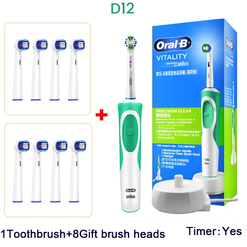 Oral-B Electric Toothbrush Rotation Vibrate Clean 3D White Tooth Adult Electric Tooth Brush Rechargeable Replaceable Brush Heads