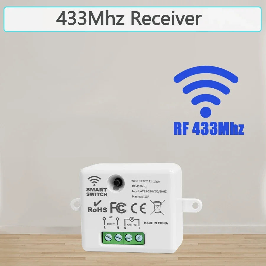 Wireless Smart Light Switch with 1/2/3 Gang RF 433MHz Remote Control Relay Receiver for Led Lamp AC 85-240V 10A DIY Module Smart_Life_Tech