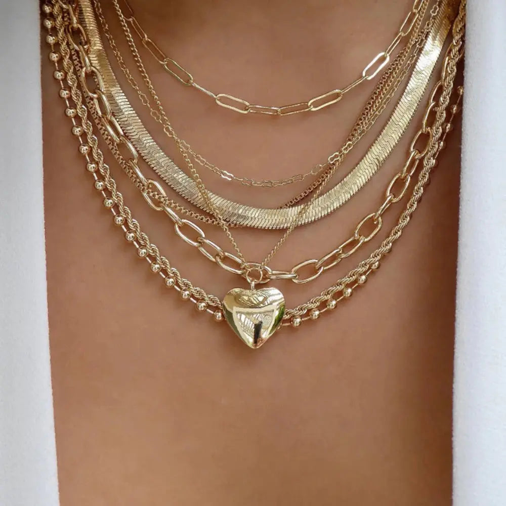 Vintage New Gold Color Multiple Styles Necklace For Women Boho Trendy Multi-Layer Crystal Pendant Necklaces Set Jewelry Gifts Smart_Life_Tech