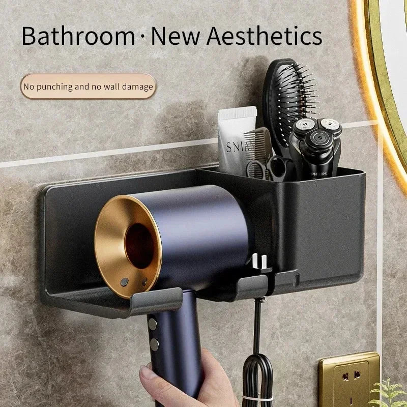 Hair Dryer Holder Wall Dryer Cradle Straightener Stand Hairdryer Organizer Box Toilet Blower Holder Shelf Bathroom Accessories Smart_Life_Tech