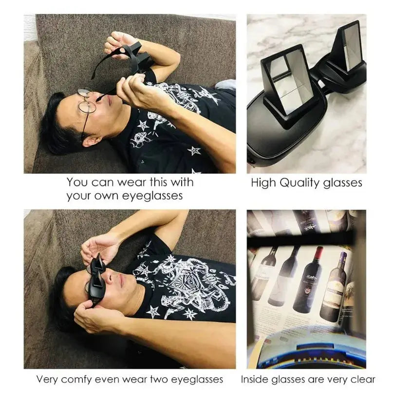 Amazing Lazy Creative Periscope Horizontal Reading Books Sit Glasses On Bed Lie Down View TV Myopia Usable Prism Spectacles Smart_Life_Tech