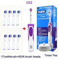Oral-B Electric Toothbrush Rotation Vibrate Clean 3D White Tooth Adult Electric Tooth Brush Rechargeable Replaceable Brush Heads