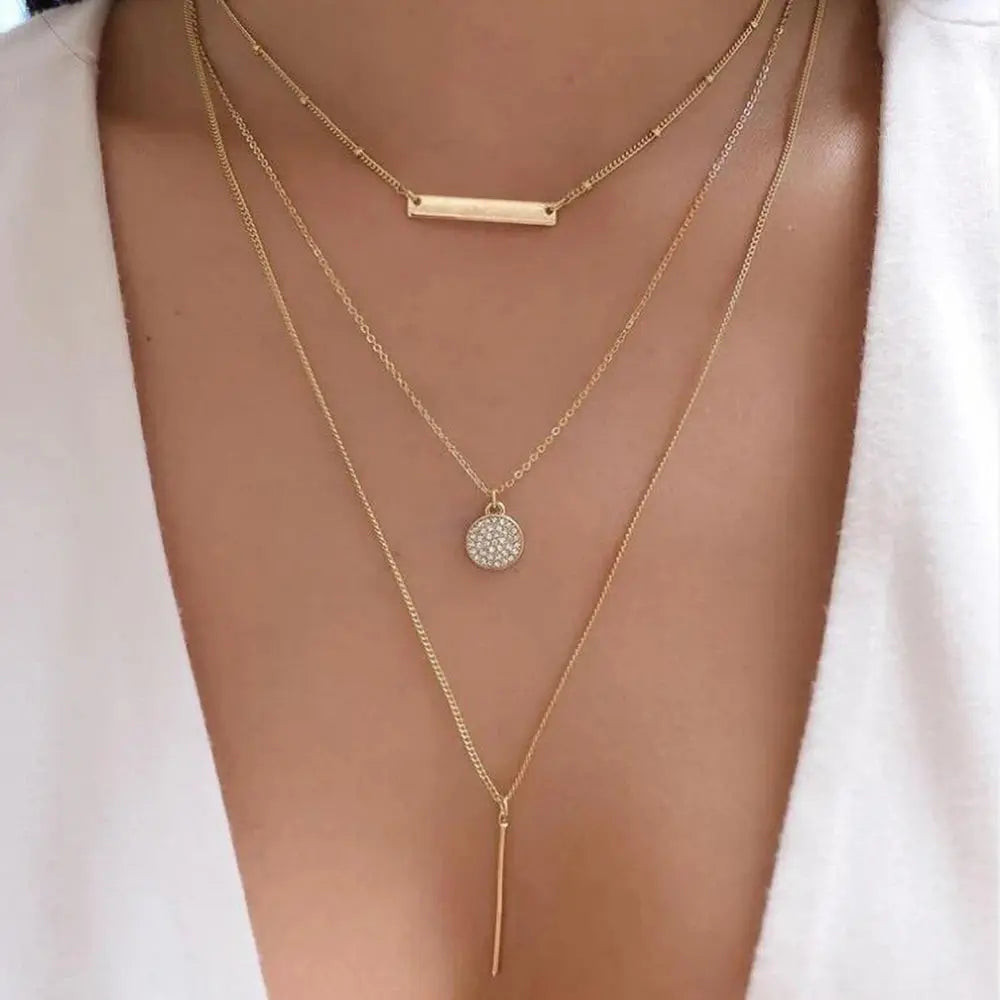 Vintage New Gold Color Multiple Styles Necklace For Women Boho Trendy Multi-Layer Crystal Pendant Necklaces Set Jewelry Gifts Smart_Life_Tech