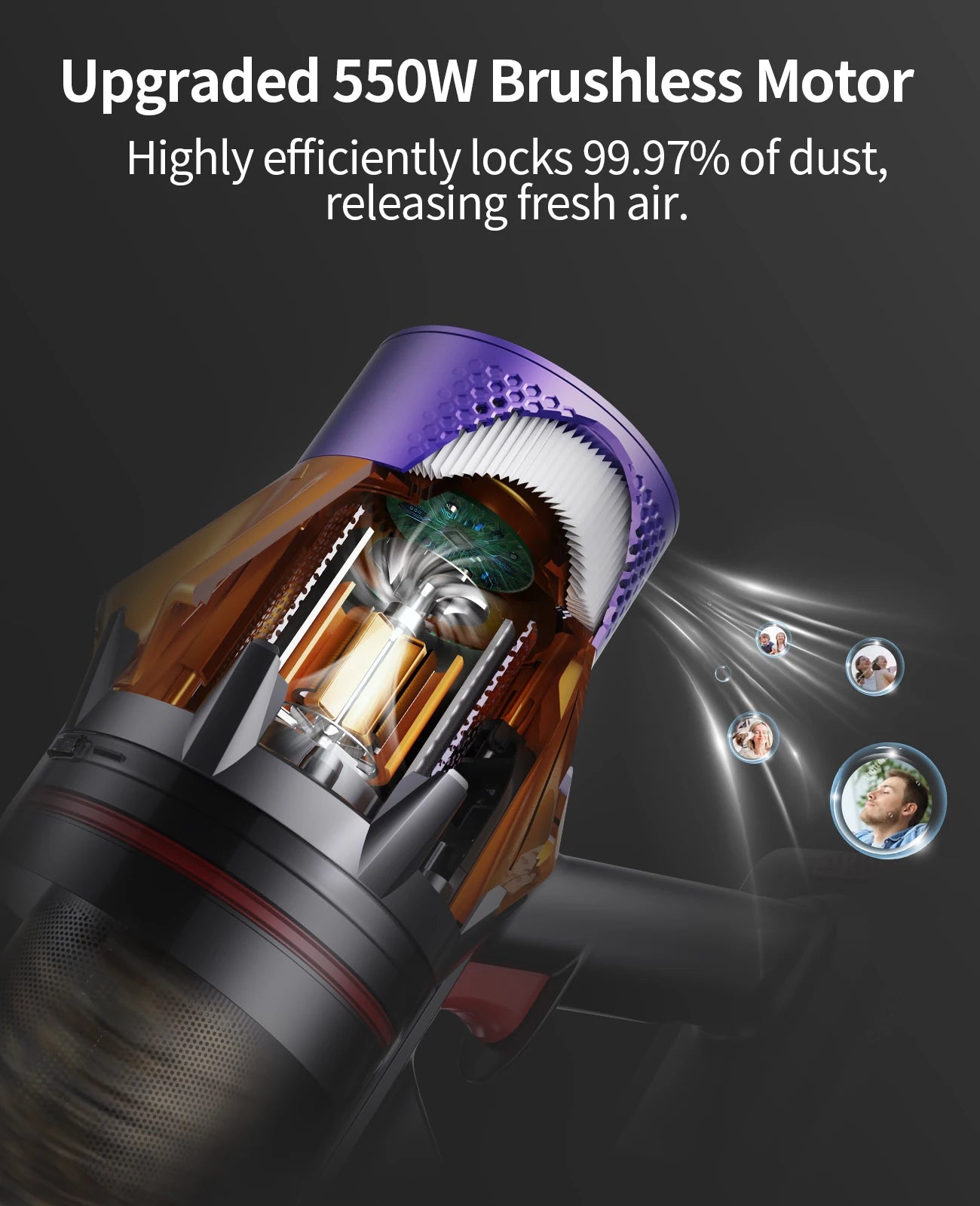 Honiture X7 Vacuum Cleaner Cordless Handheld 48KPA Strong suction 550W Motor Smart Home Cleaning Vacuum Cleaner LED Touch Screen
