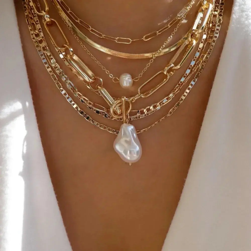 Vintage New Gold Color Multiple Styles Necklace For Women Boho Trendy Multi-Layer Crystal Pendant Necklaces Set Jewelry Gifts Smart_Life_Tech