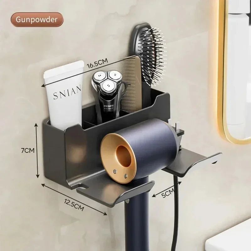 Hair Dryer Holder Wall Dryer Cradle Straightener Stand Hairdryer Organizer Box Toilet Blower Holder Shelf Bathroom Accessories Smart_Life_Tech