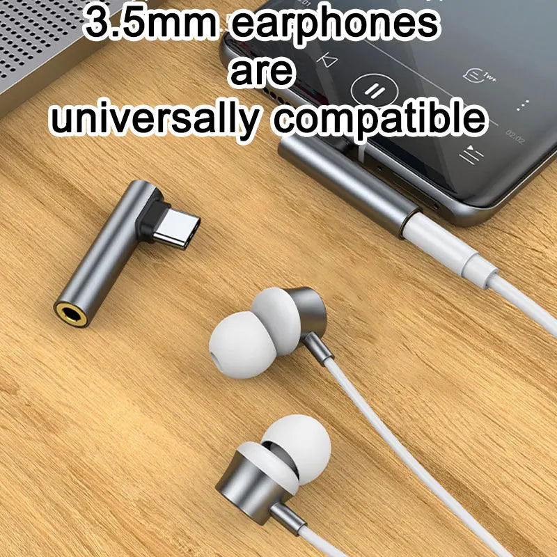 Type-C To 3.5mm Headphone Adapter Usb C Audio Earphone Adapter Right Angle HIFI Wired Headset Type C Converter Smart_Life_Tech