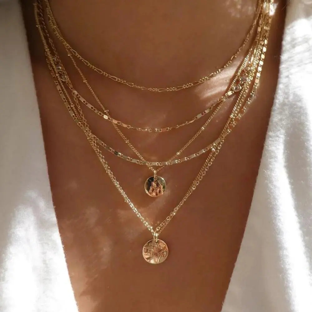 Vintage New Gold Color Multiple Styles Necklace For Women Boho Trendy Multi-Layer Crystal Pendant Necklaces Set Jewelry Gifts Smart_Life_Tech