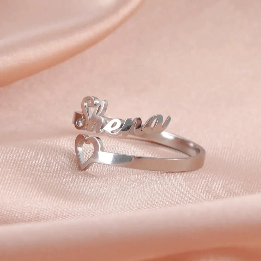 Custom Double First Name Finger Ring For Women Men Personalized Couple Family Gift Gold Color Stainless Steel Metal Jewelry Smart_Life_Tech