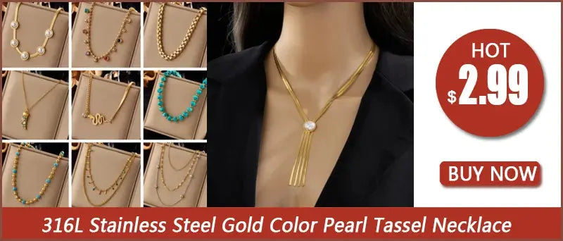 DIEYURO 316L Stainless Steel 3in1 Crossover Snake Chain Necklace Bracelets For Women Girl New Fashion Waterproof Jewelry Set Smart_Life_Tech