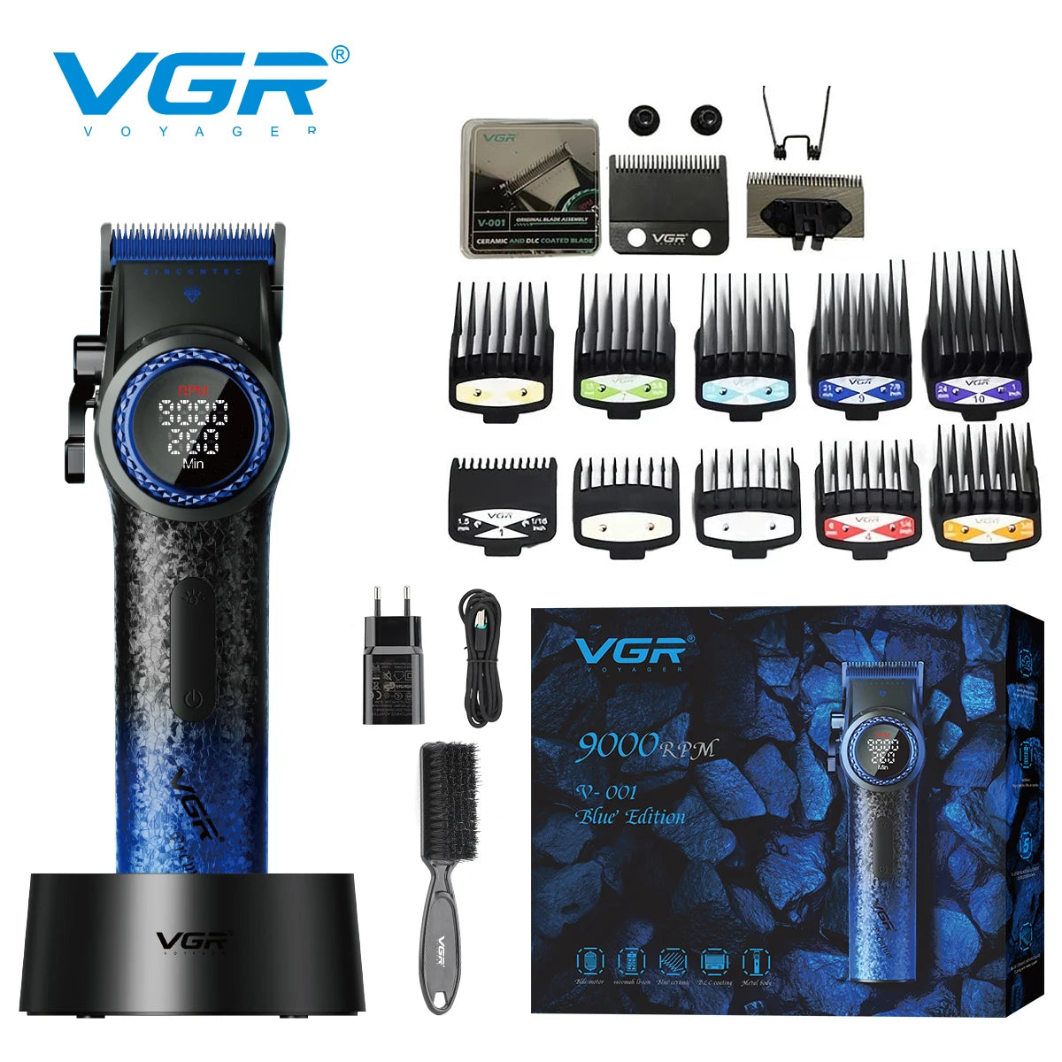 VGR 9000RPM Hair Clipper Professional Hair Trimmer Haircut Machine LED Display Adjustable Barber Hair Clipper for Men V-001 977