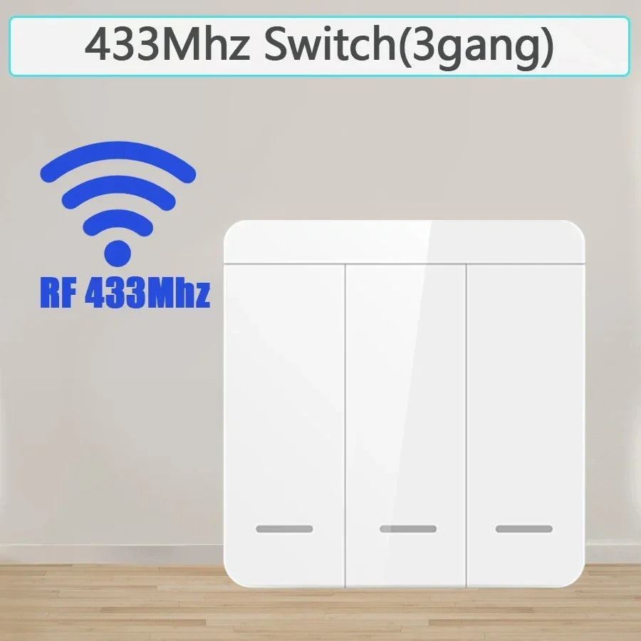 Wireless Smart Light Switch with 1/2/3 Gang RF 433MHz Remote Control Relay Receiver for Led Lamp AC 85-240V 10A DIY Module Smart_Life_Tech