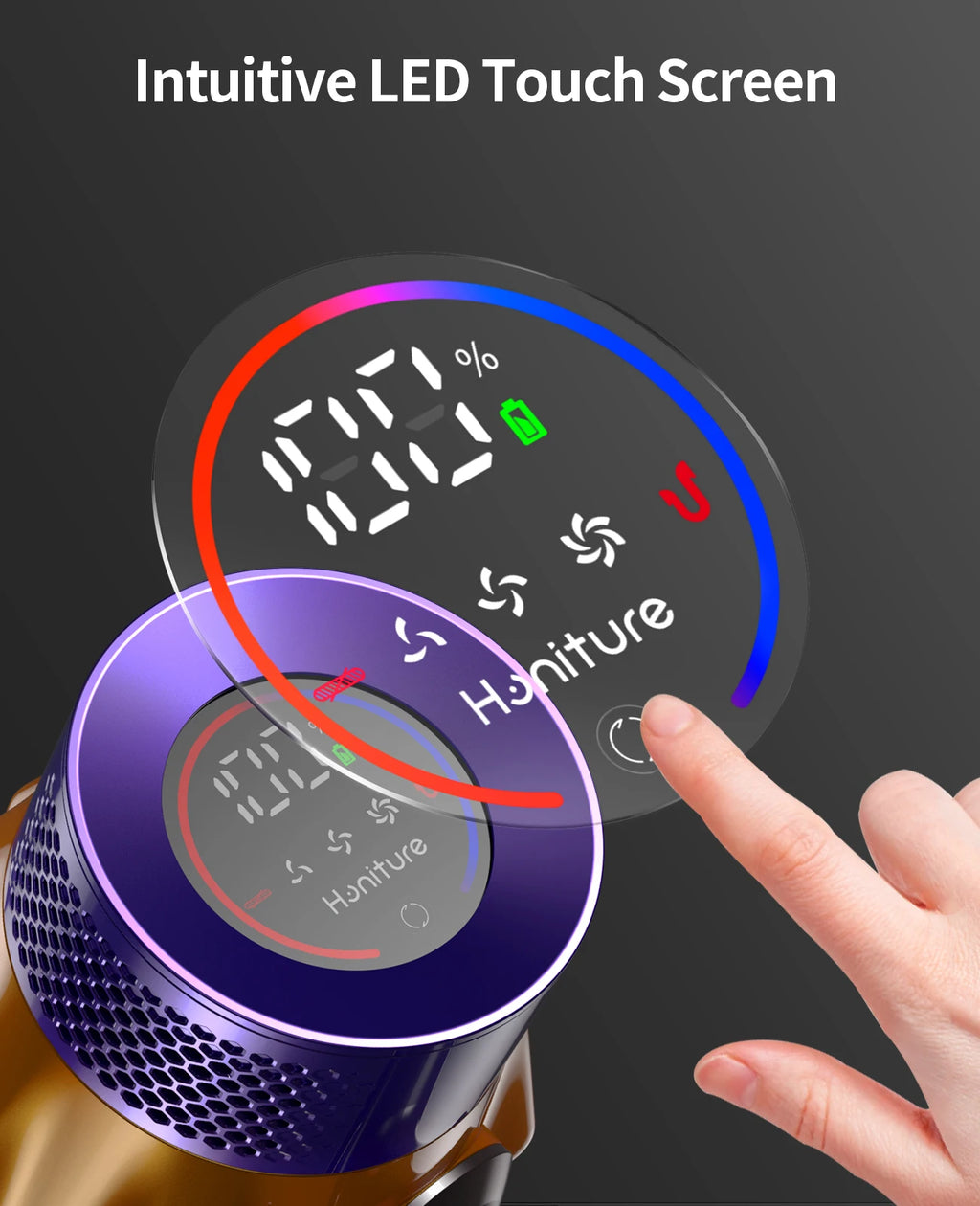Honiture X7 Vacuum Cleaner Cordless Handheld 48KPA Strong suction 550W Motor Smart Home Cleaning Vacuum Cleaner LED Touch Screen