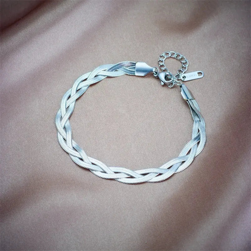 DIEYURO 316L Stainless Steel 3in1 Crossover Snake Chain Necklace Bracelets For Women Girl New Fashion Waterproof Jewelry Set Smart_Life_Tech
