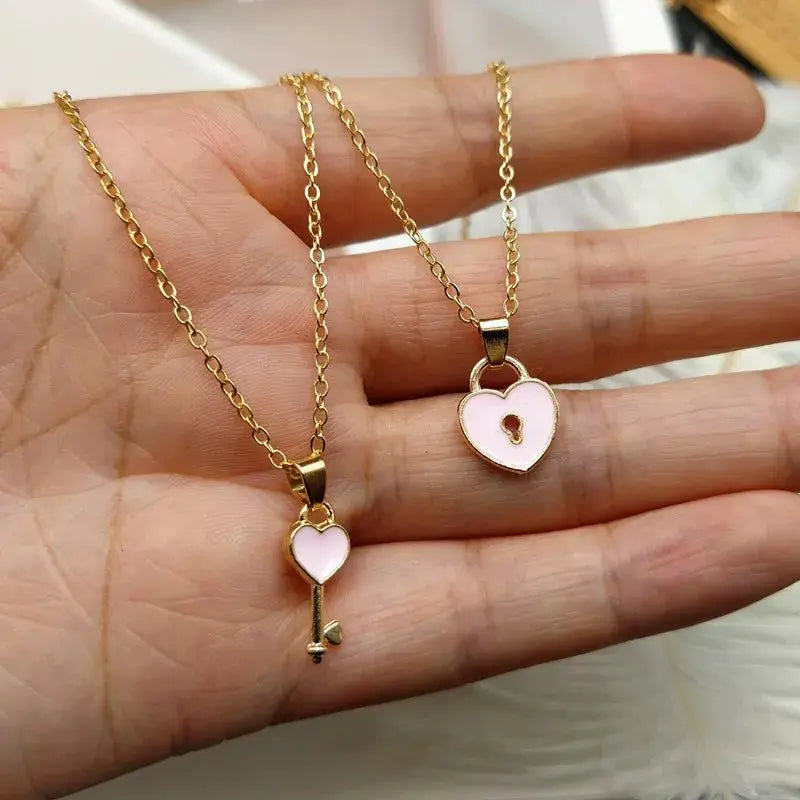 2PCS Luminous Hexagonal Column Couple Magnetic Necklace for Women Romantic Natural Stone Geometric Pendant Astronaut Necklace Smart_Life_Tech