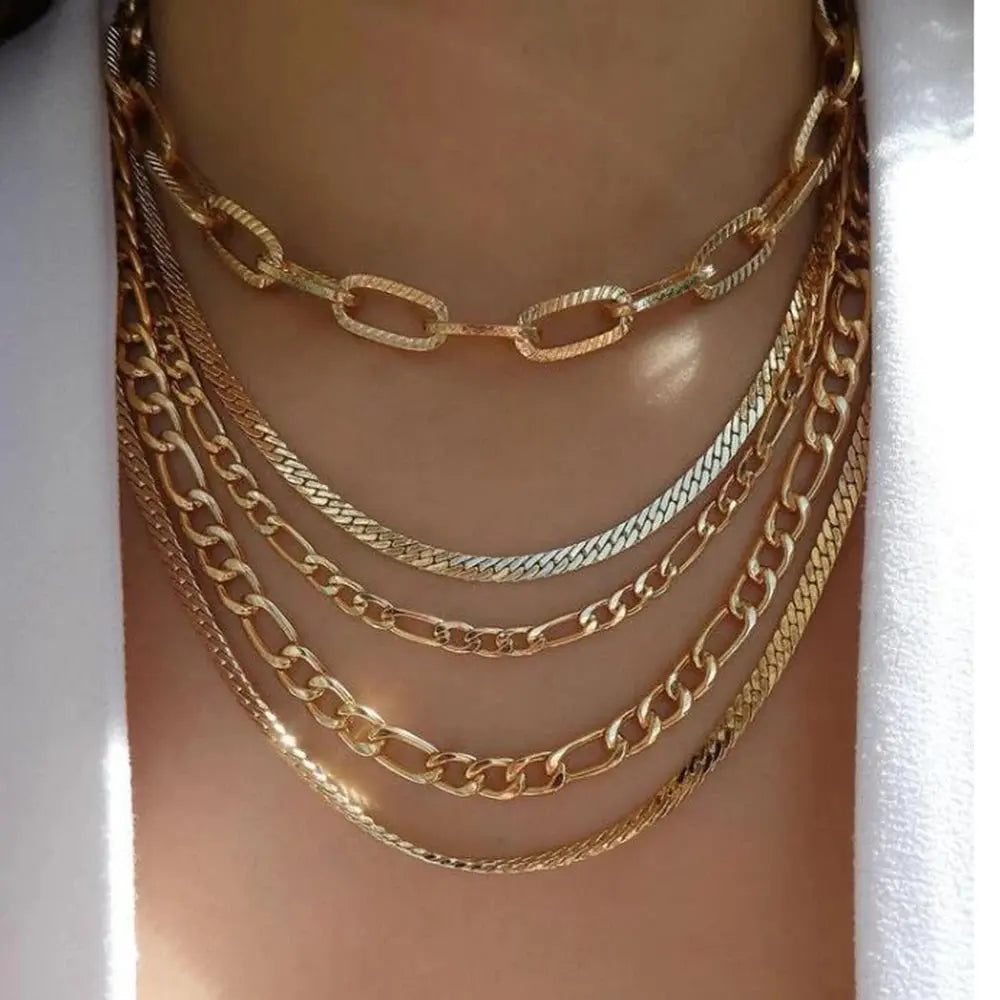 Vintage New Gold Color Multiple Styles Necklace For Women Boho Trendy Multi-Layer Crystal Pendant Necklaces Set Jewelry Gifts Smart_Life_Tech