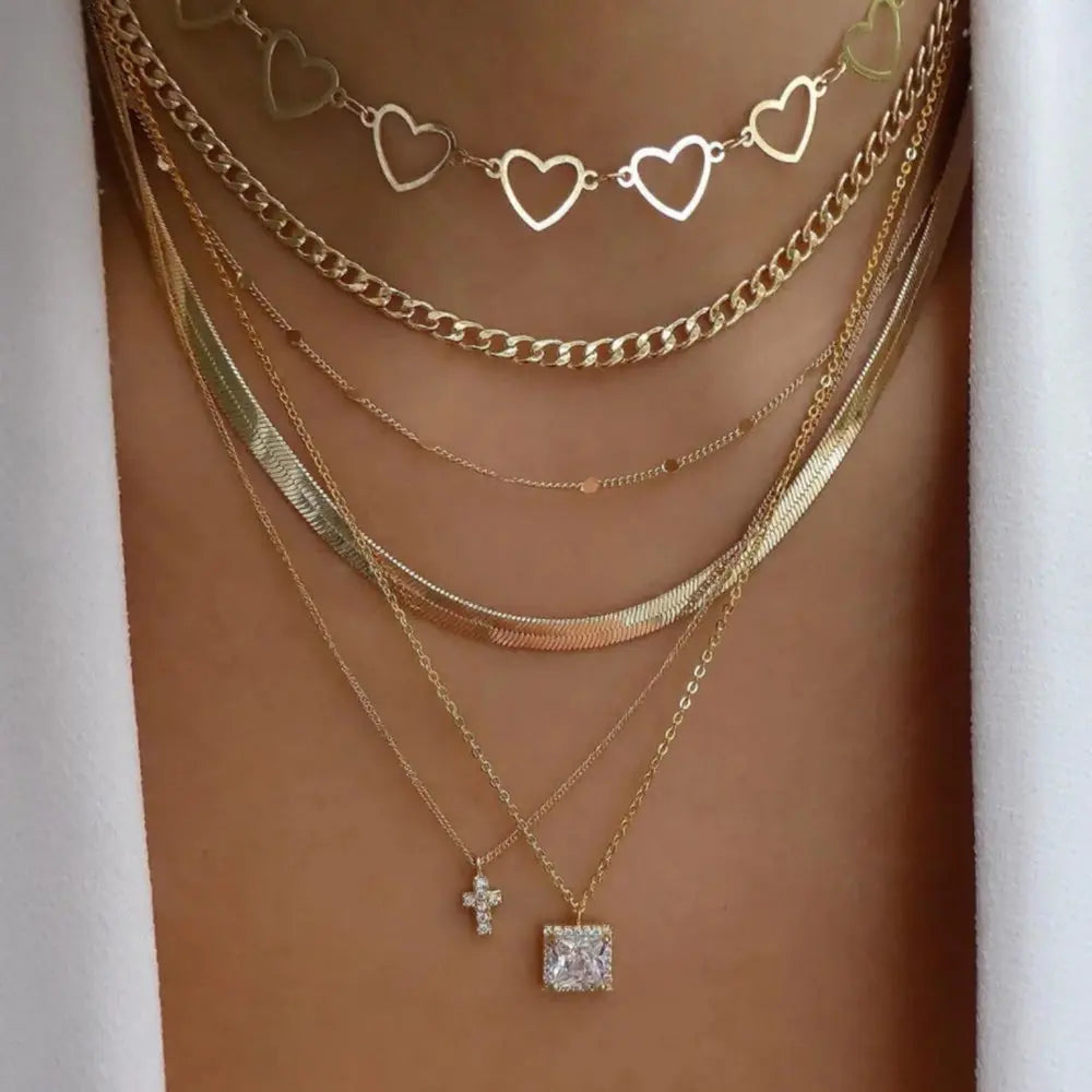 Vintage New Gold Color Multiple Styles Necklace For Women Boho Trendy Multi-Layer Crystal Pendant Necklaces Set Jewelry Gifts Smart_Life_Tech