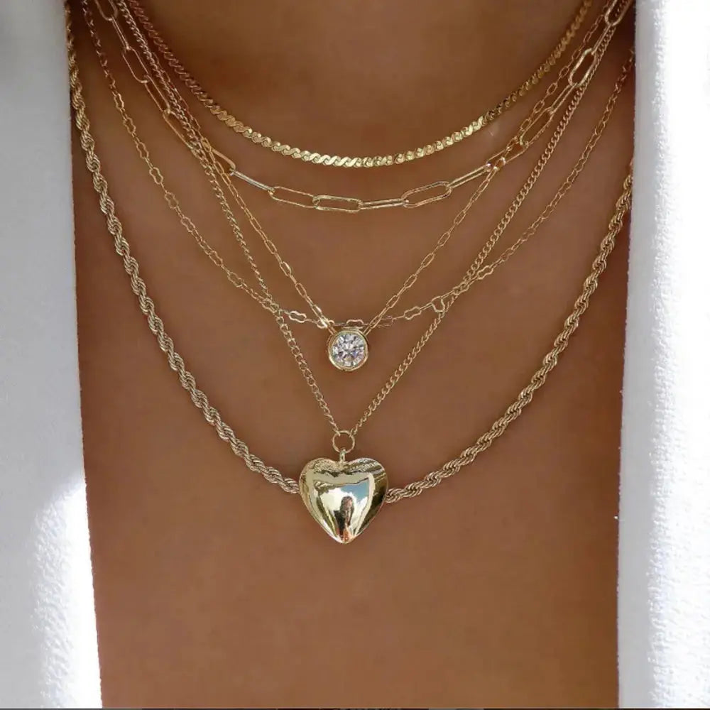 Vintage New Gold Color Multiple Styles Necklace For Women Boho Trendy Multi-Layer Crystal Pendant Necklaces Set Jewelry Gifts Smart_Life_Tech