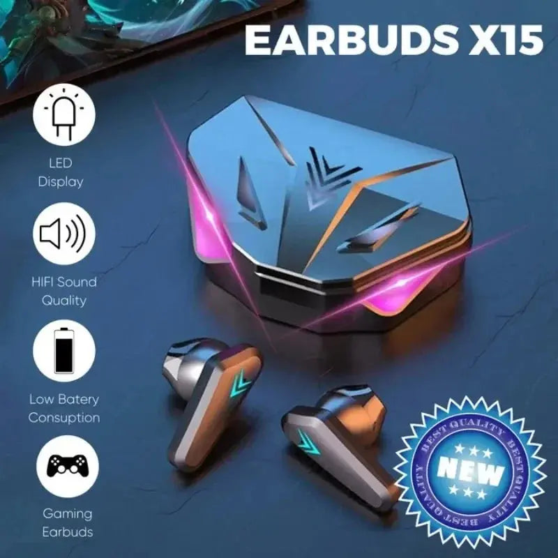 TWS Wireless Bluetooth Headset LED Display Gamer Earbuds with Mic Wireless Headphones Noise Cancelling Bluetooth Earphones X15 Smart_Life_Tech