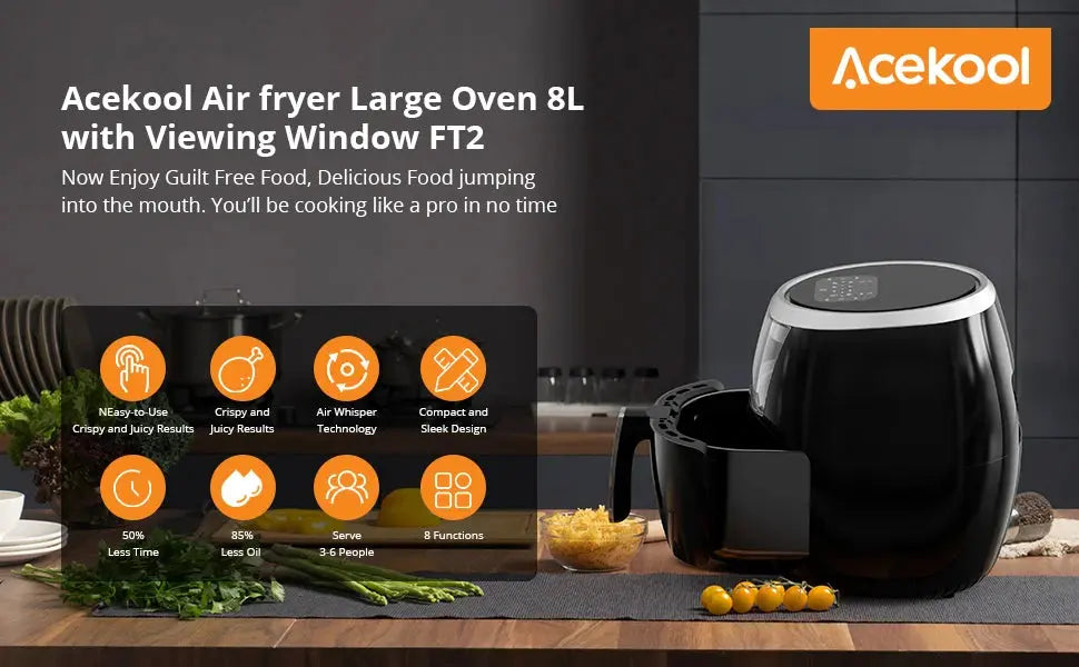 Air Fryer Oven Digital Large 7.7L Rapid Air Circulation,Air Fryers With Touch Screen Viewable Window Dishwasher Safe Accessories Smart_Life_Tech