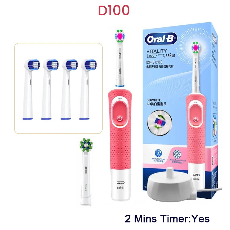 Oral-B Electric Toothbrush Rotation Vibrate Clean 3D White Tooth Adult Electric Tooth Brush Rechargeable Replaceable Brush Heads