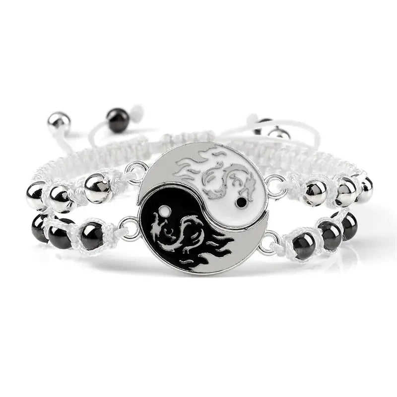 2Pcs/set Dragon Tai Chi Gossip Braided Bracelet for Women Men Best Friends Adjustable Yin Yang Bracelets Fashion Couple Jewelry Smart_Life_Tech