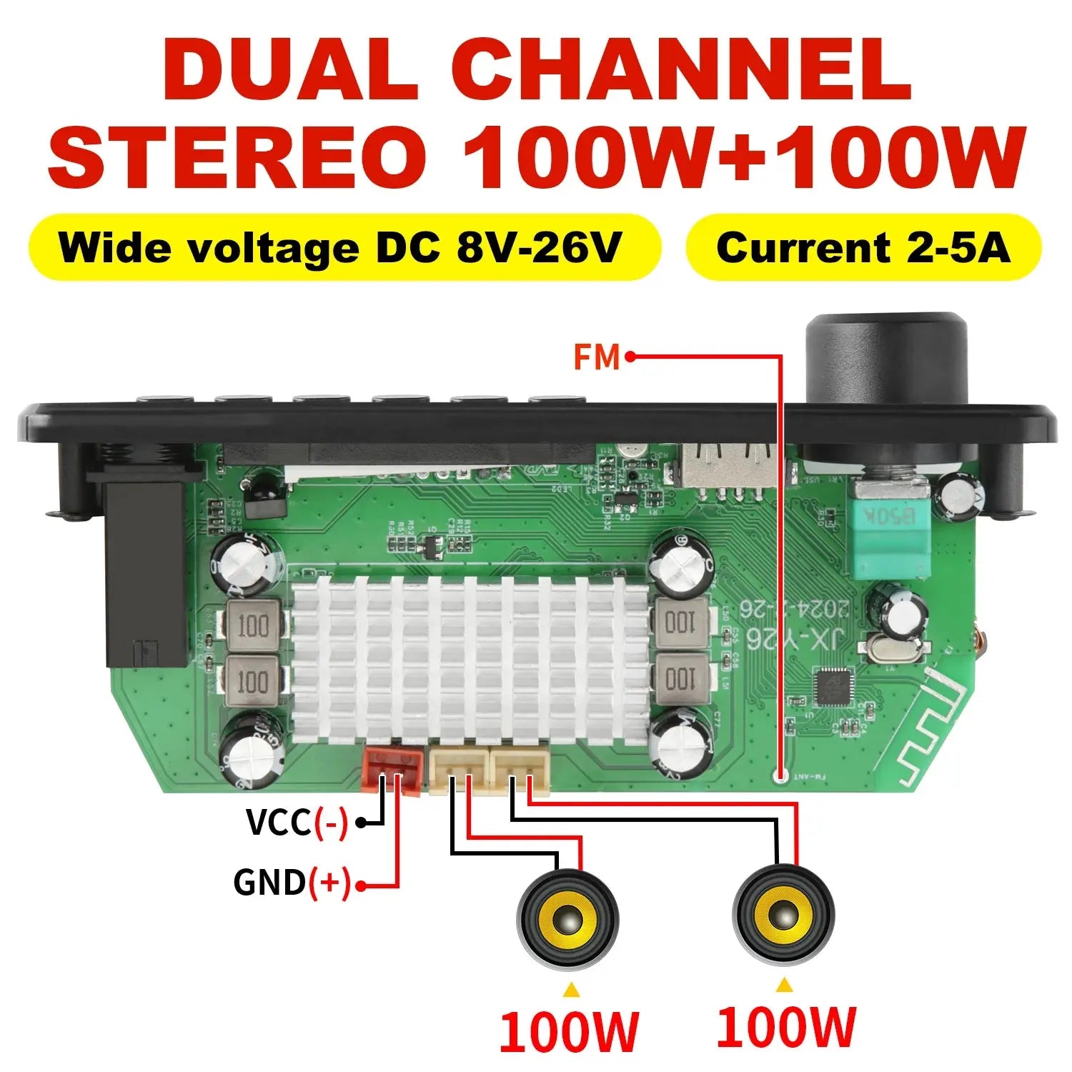 NEW 200W  Amplifier Bluetooth DIY MP3 WAV Decoder Board DC 12V 100W  Wireless Car USB MP3 Player TF Card Slot USB FM with Mic Smart_Life_Tech