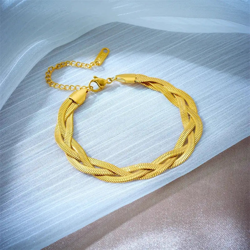 DIEYURO 316L Stainless Steel 3in1 Crossover Snake Chain Necklace Bracelets For Women Girl New Fashion Waterproof Jewelry Set Smart_Life_Tech