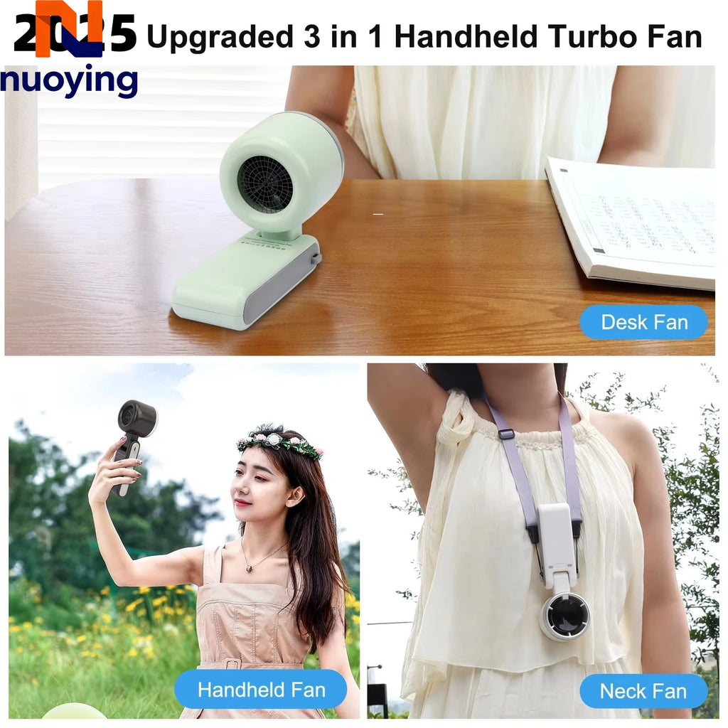 Portable Turbo Handheld Fan USB 5 Speeds 180° Foldable Powerful Personal Cooling Fan for Travel Outdoor
