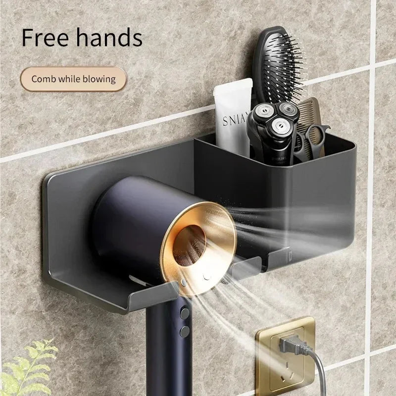 Hair Dryer Holder Wall Dryer Cradle Straightener Stand Hairdryer Organizer Box Toilet Blower Holder Shelf Bathroom Accessories Smart_Life_Tech