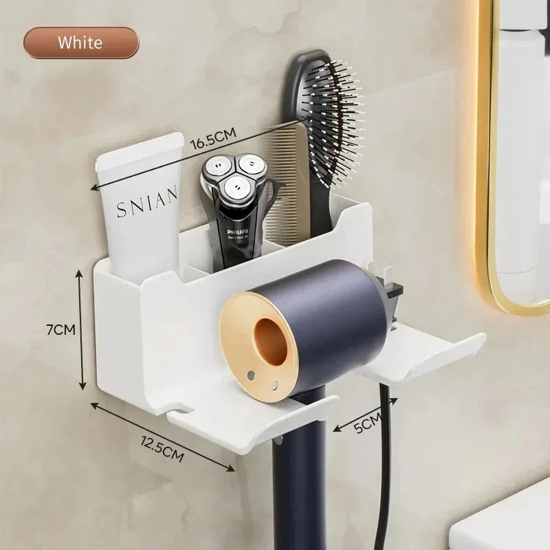 Hair Dryer Holder Wall Dryer Cradle Straightener Stand Hairdryer Organizer Box Toilet Blower Holder Shelf Bathroom Accessories Smart_Life_Tech